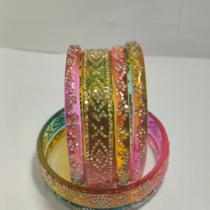 Multicolor Glitter Designer Acrylic Bangles Set for Women & Girls Copy