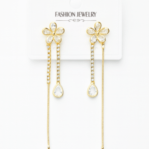 Elegant Gold-Plated Floral Drop Earrings for Women & Girls