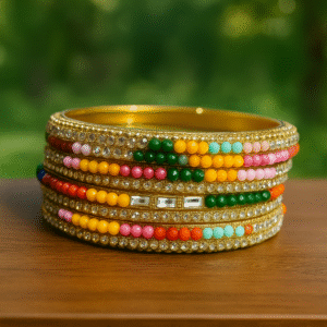 Elegant Multicolor Glass Bangles Set for Women