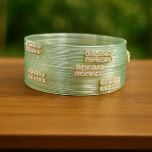 Elegant White Glass Stone-Studded Bangles Set for Women 4-set